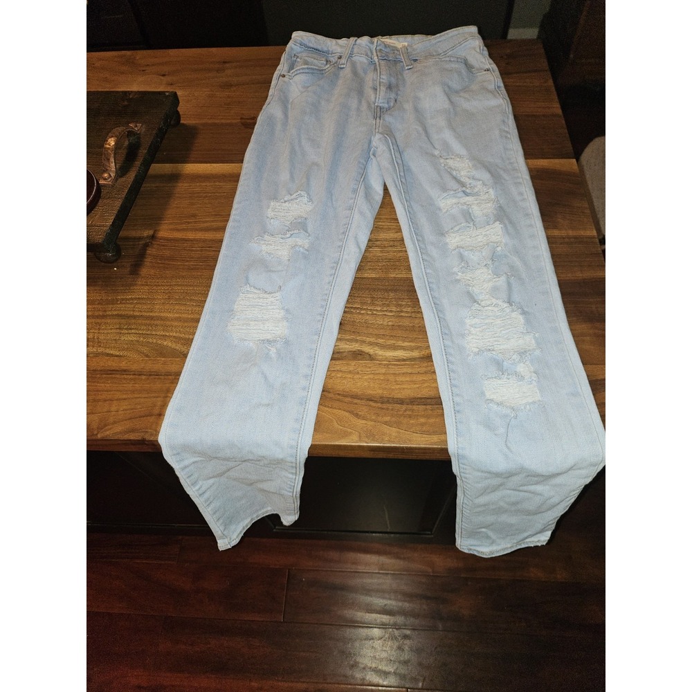 Levis Light Blue 721 Jeans High Rise Skinny Distressed  Size 27